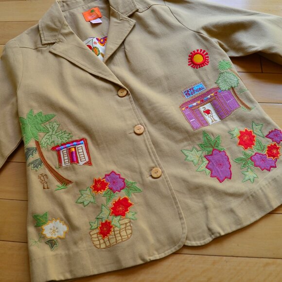 HEARTS OF PALM Size 6 Brown Island Tropical Lined Cotton Blazer Jacket NWT - Picture 3 of 12